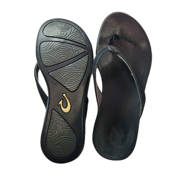 Olukai Ho‘opio Black Thong Sandals Women’s Size 9 – Casual Flip Flops - Picture 4 of 14